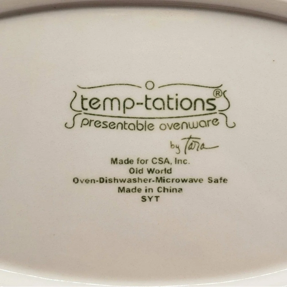 Temptations Hand Painted Oval Platter Ceramic Blue Floral Design with Handles‎
